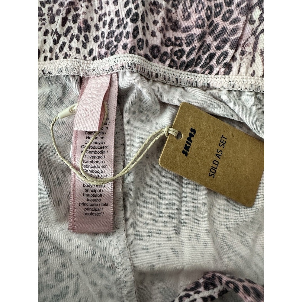 New SKIMS Sleep Set Medium Bloom Mini Multi Animal Pink Pajama Set Long Sleeve - Picture 5 of 16